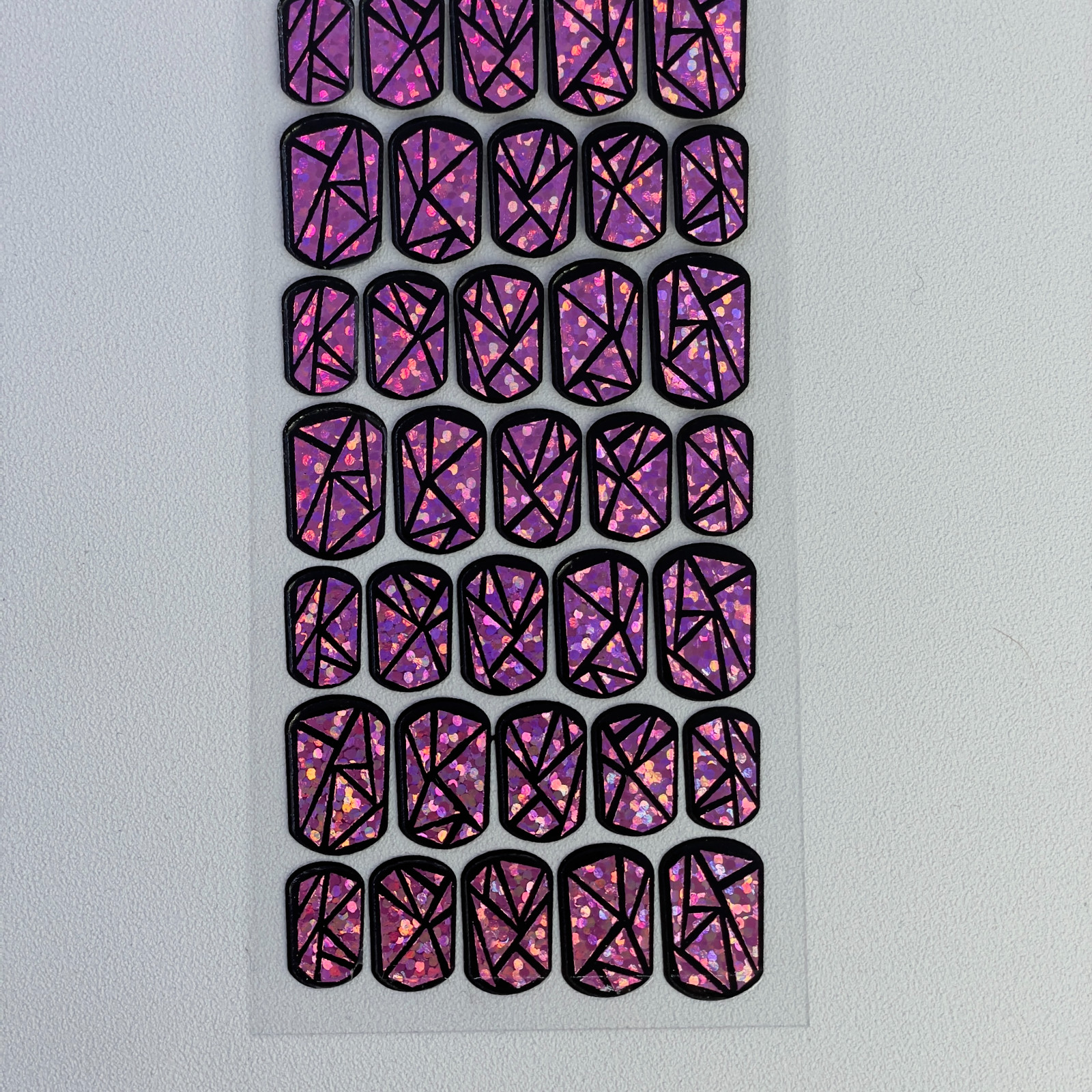 Purple Full Gel Nail Strips DIY Holographic Manicure Wraps Made in Korea