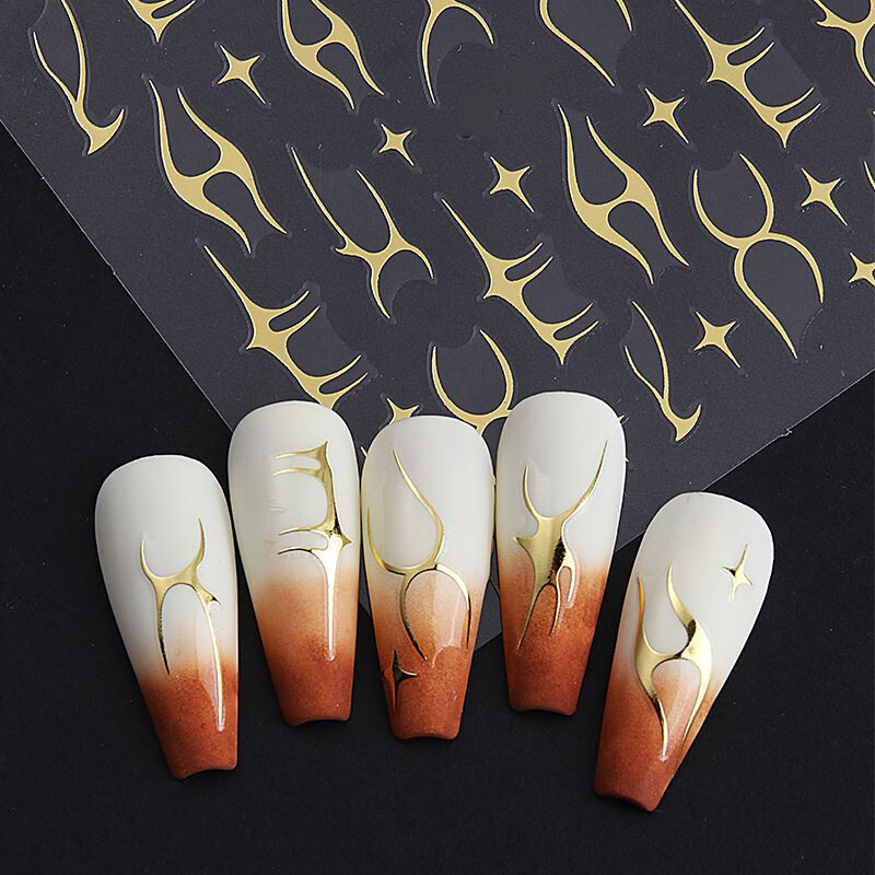 5 Colors Frame Stars Nail Sticker Flamma 4 Point Star Self Adhesive Nail Decal