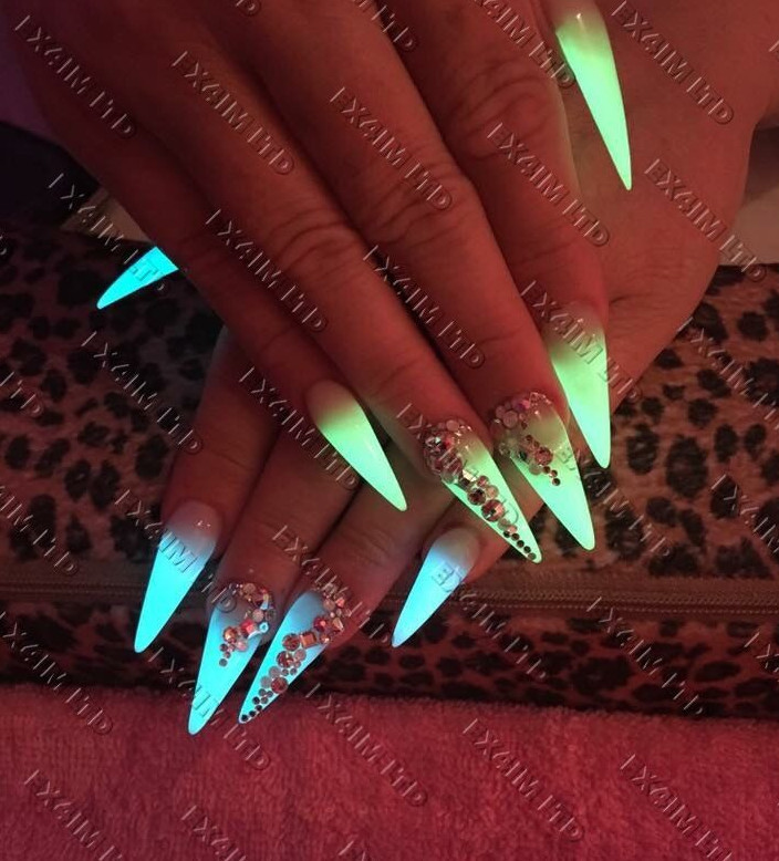 GLOW IN THE DARK POWDER LUMINESCENT ACRYLIC NAIL PAINTING NEON FLUORESCENT UK