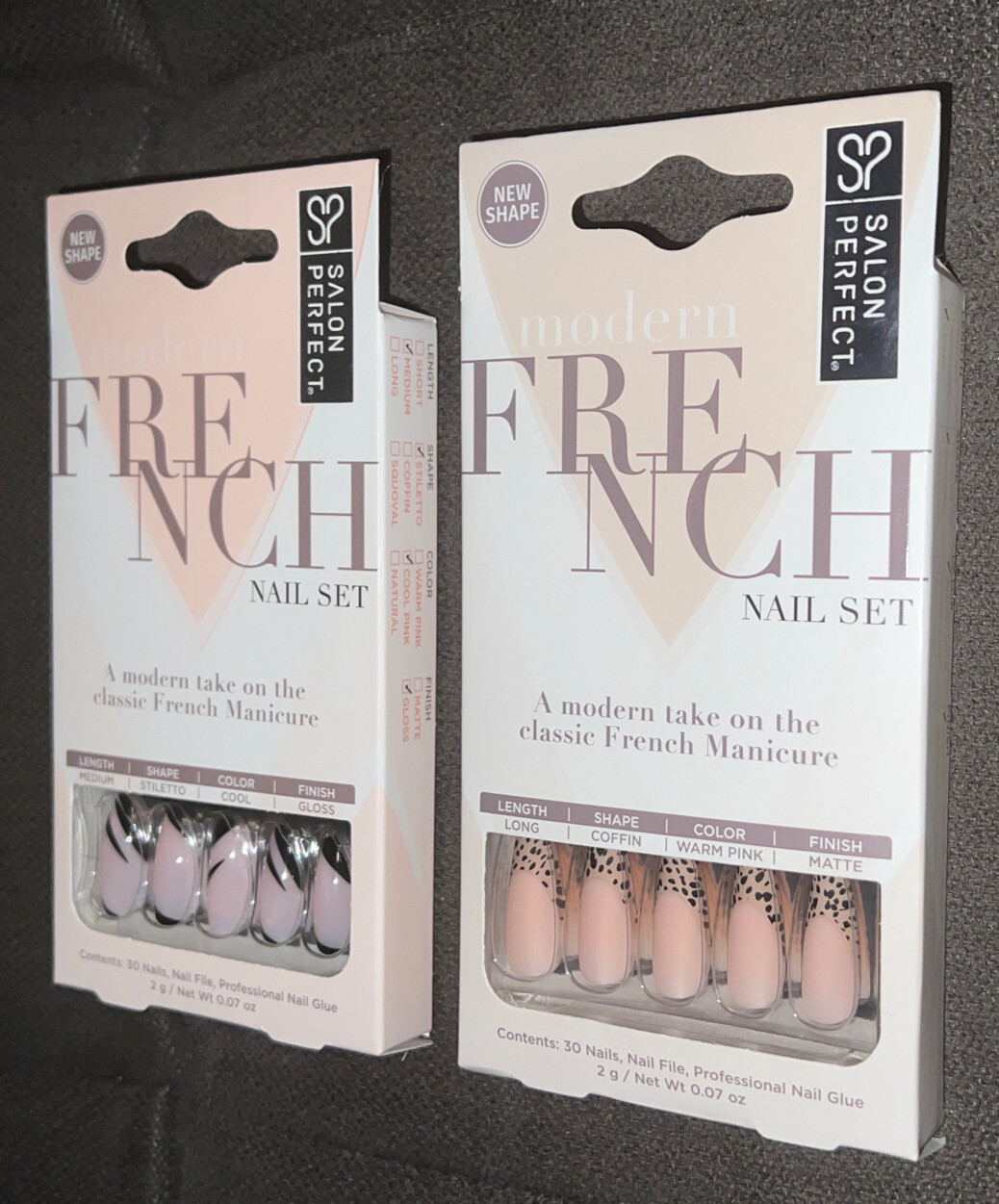 Lot Of 2 Salon Perfect’s Modern French Cheetah & Black Swirl Nail Sets💅{30Each}