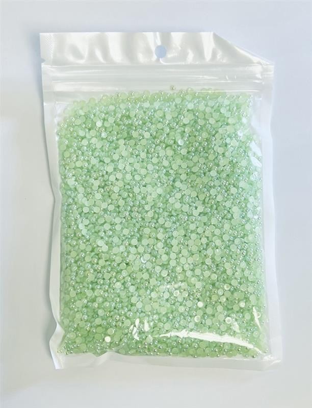 Pastel Green Peach and Blue Loose Resin Half Pearl Round Jelly AB Crafting Gems