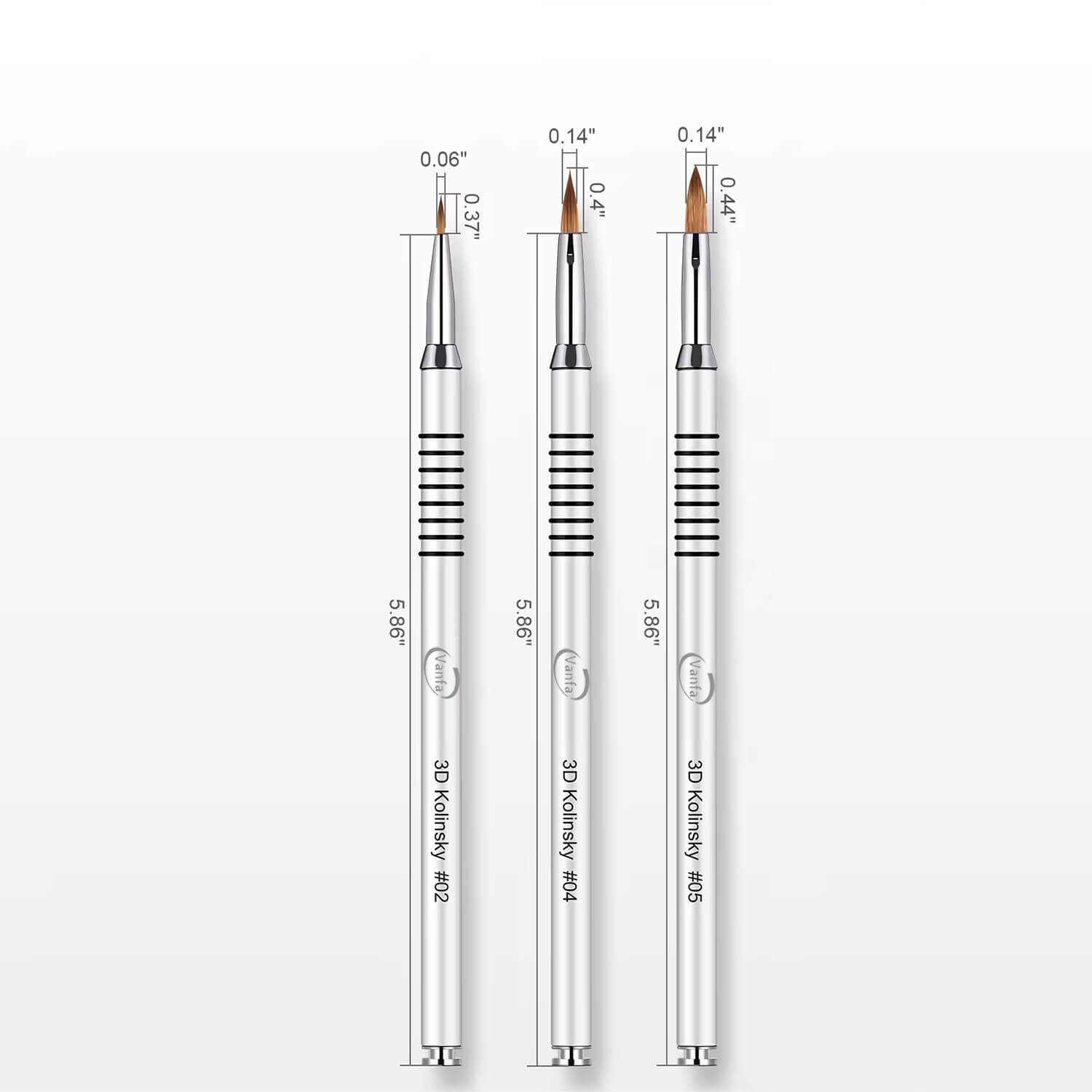 Vanfa 3D Nail Art Design Brush Set (#2+ #4 + #5)