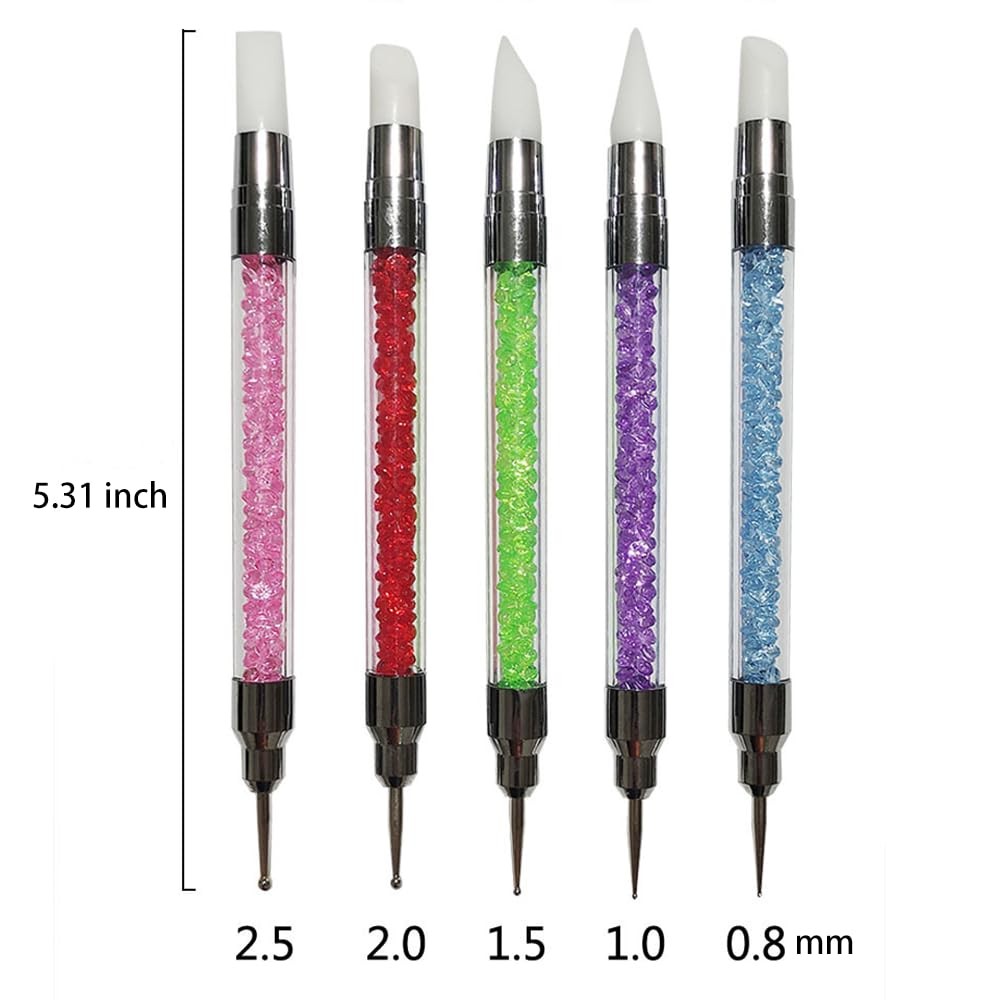 Bolígrafos de silicona de doble punta decoración de uñas, herramientas puntos