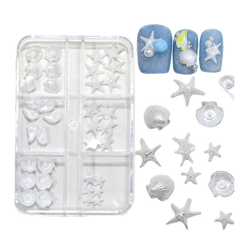 Durability Resin Nail Charm With Shine Shell Patterns For Everyday Wear