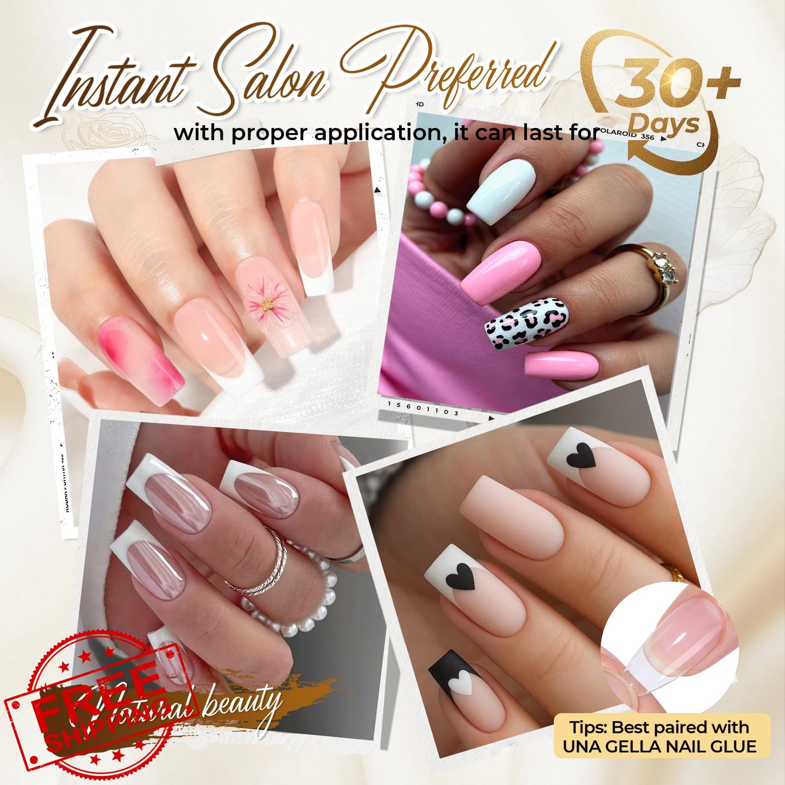 UNA GELLA Medium Square Gel Nail Tips 504pc