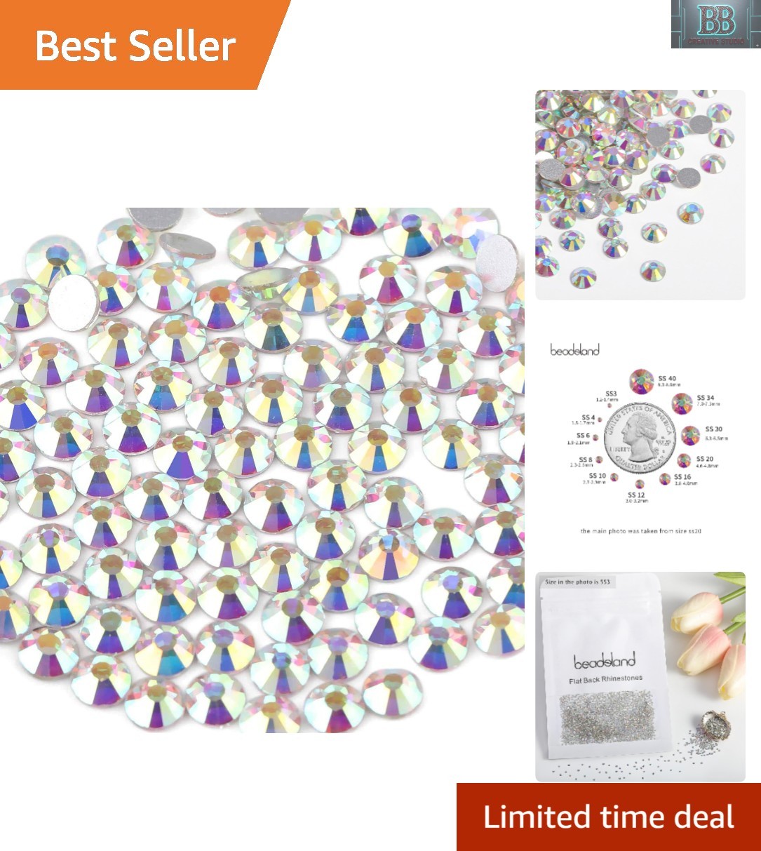 Pack of 1440 Crystal AB Flat Back Rhinestones – Ideal for DIY Art & Glamour