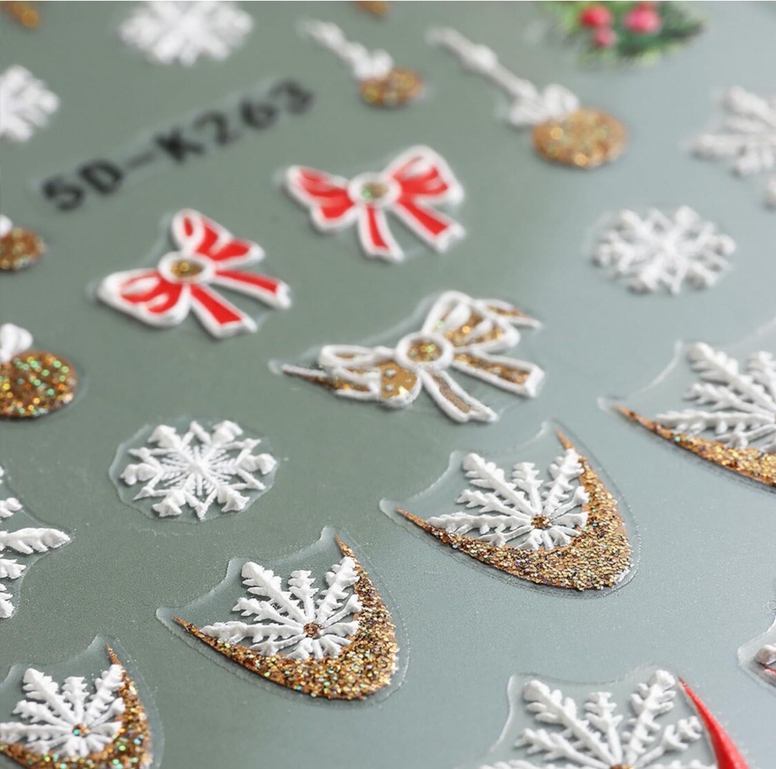 Nail Stickers Art Decal DIY Design 5D Waterproof Embossed Christmas Gold Glitter