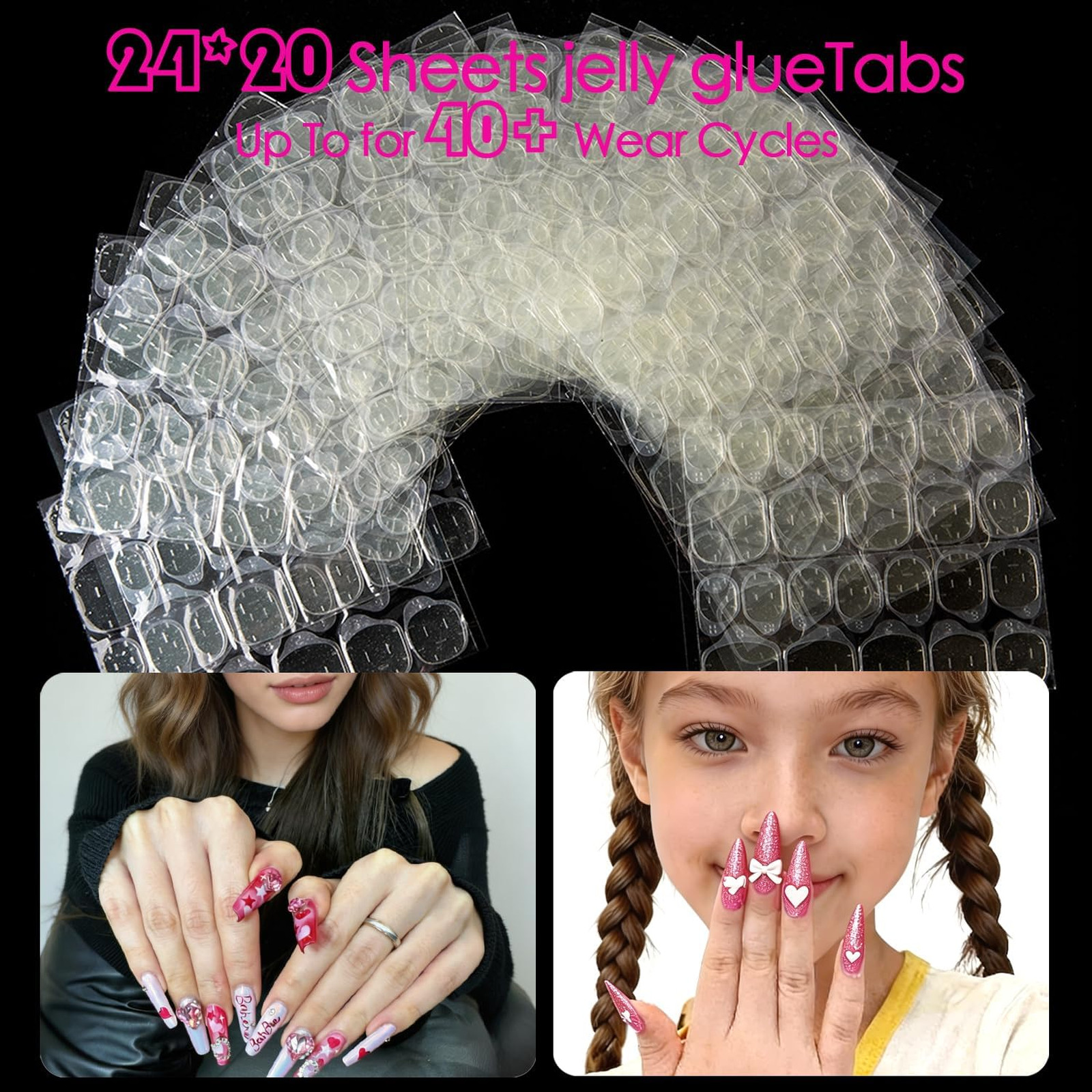 Press On Nail Adhesive Tabs, Waterproof 3mm Double Sided Stickers, 15 Sizes