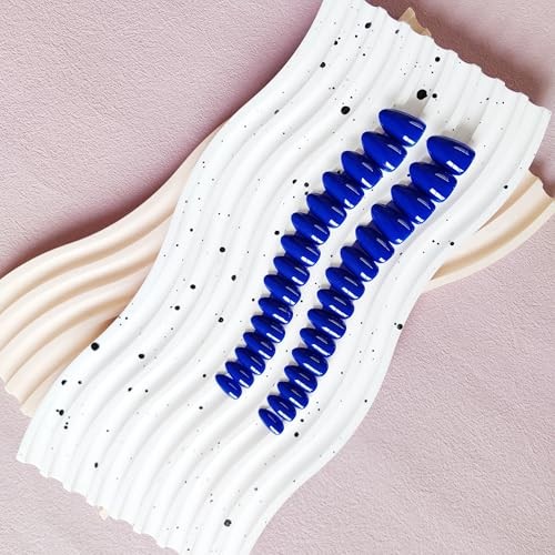 Royal Blue Nails – Winter Reusable – Short Almond Shaped – Short