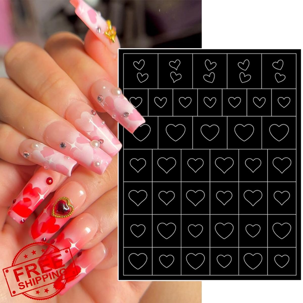 BMKKOT 6pcs Airbrush Stencils Flame Heart Star Nails