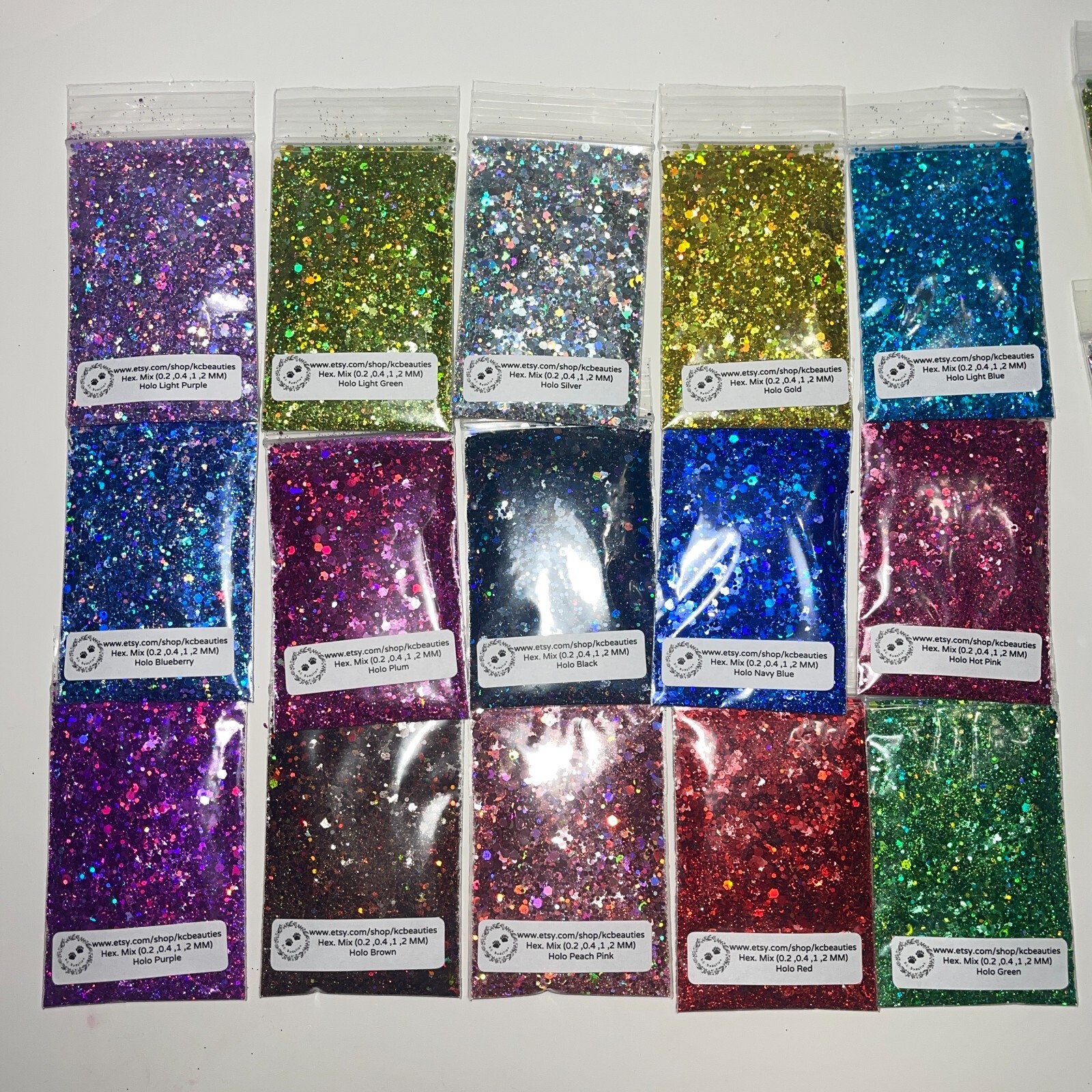 50g Solvent Resistant HEX MIX 0.2,0.4,1,2MM Glitter HOLO BLACK ART Nail Craft