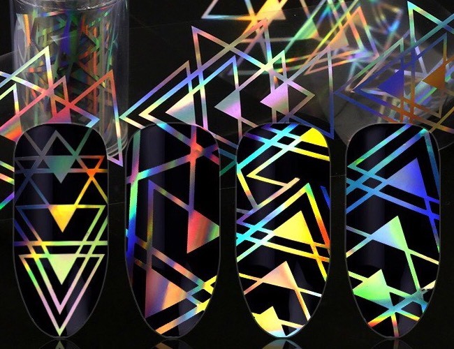 Holographic Nail Art Foil Aztec Triangle New Trend Transfer Stickers >>7<<