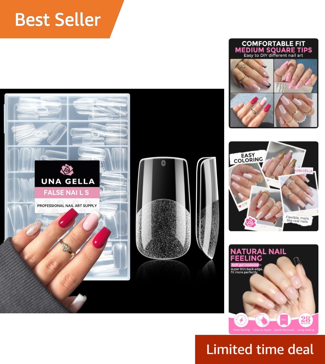 Long-Lasting Clear Square Nail Tips – 216pcs for Effortless Acrylic Extensions