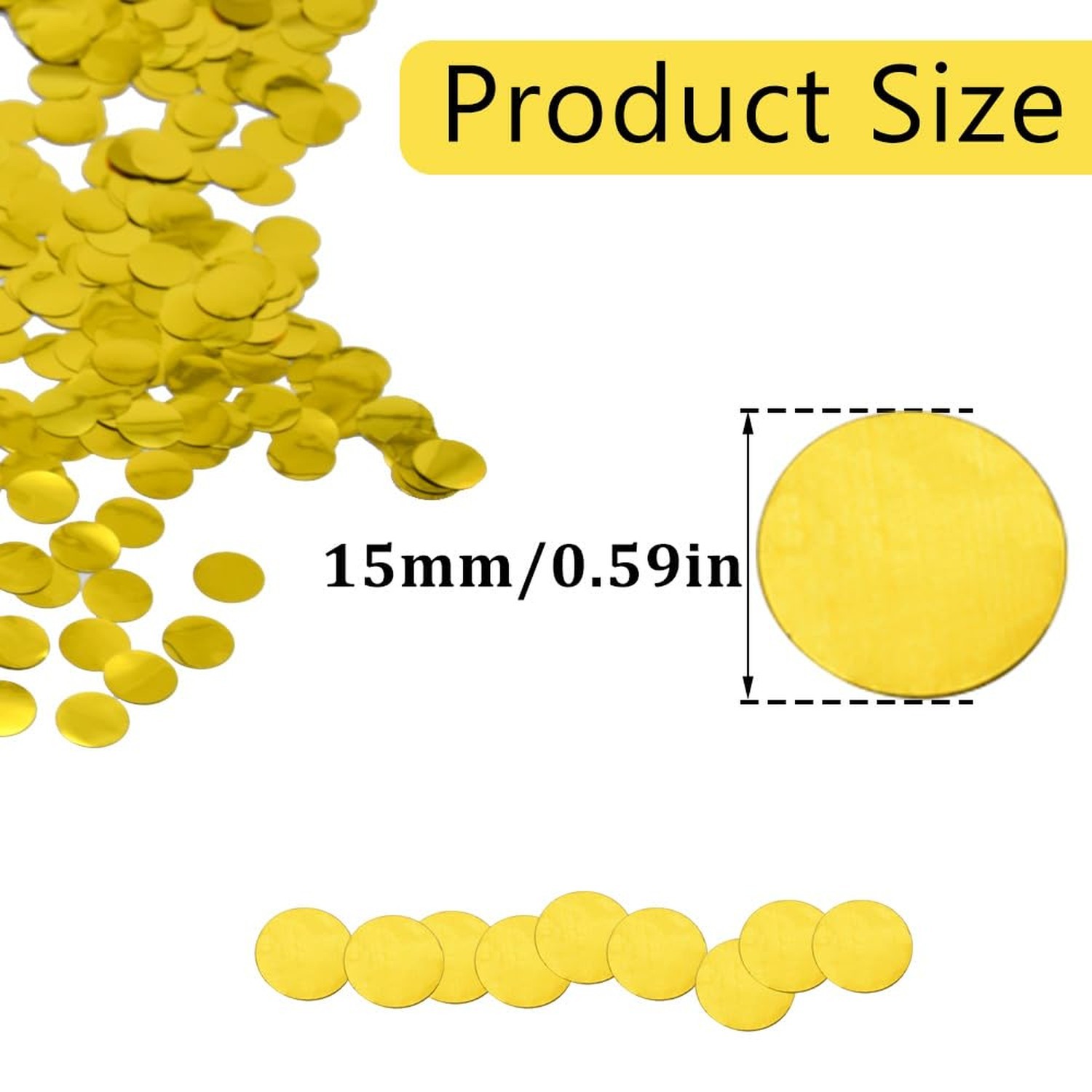 50g/1.76oz Metallic Glitter Foil Confetti 15mm Gold Round Confetti Glitter Ta…