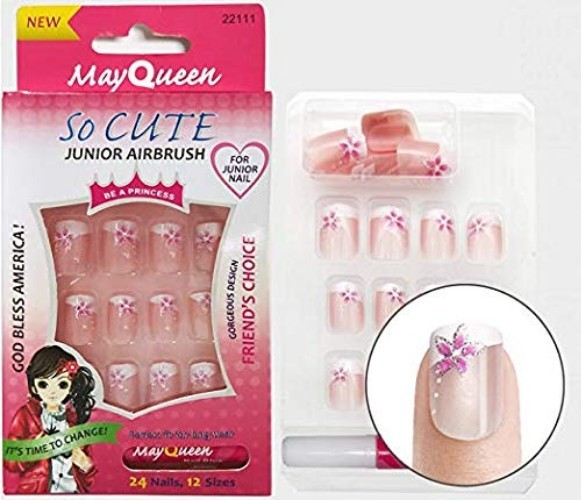 Kids Nail Tips Fake Artificial 72pcs Pack With Glue For Girls