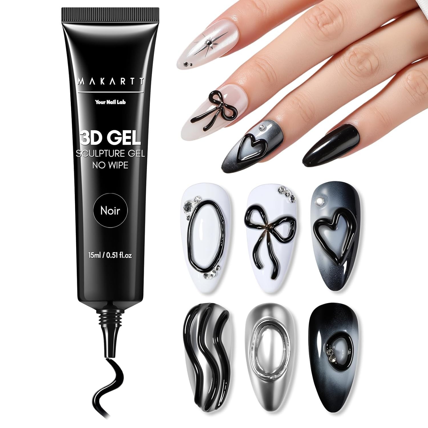 3D Gel Nail Art: 15g Sculpting Gel Nail Art Glue for Craving Black Candy Mold…