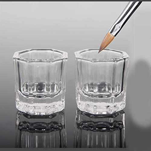 Nail Art Acrylic Liquid Powder Dappen Dish Nail Crystal Bowl Glass (2 Bottles)