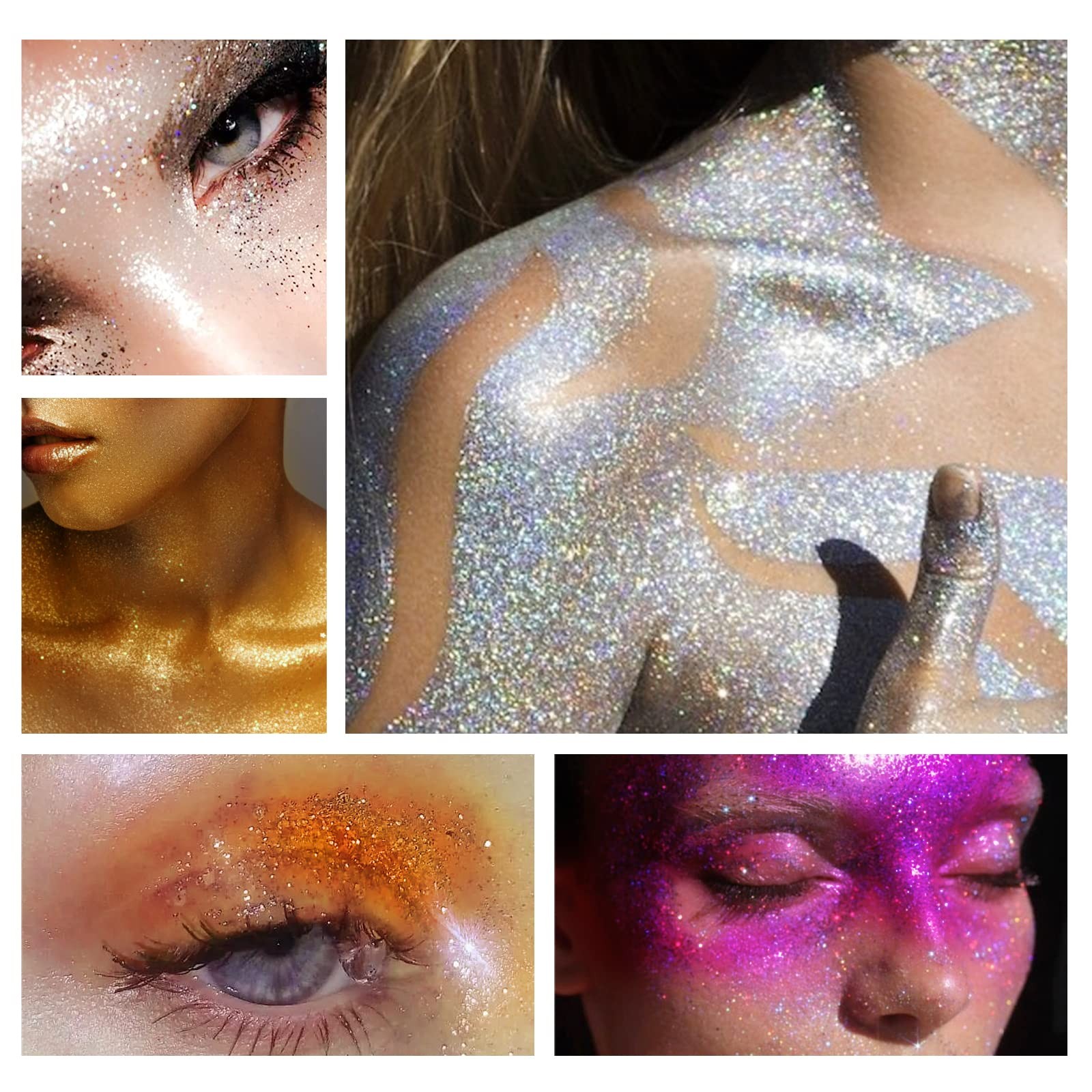 Body Glitter Spray,Sliver Gold Pink Glitter Powder,Shimmer Highlighter Loose …