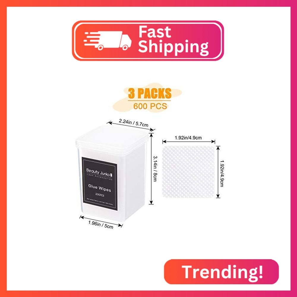 Lint Free Nail Wipes, 600 PCS Lash Extension Glue Wipes, Lint-Free Pads, Gel Nai