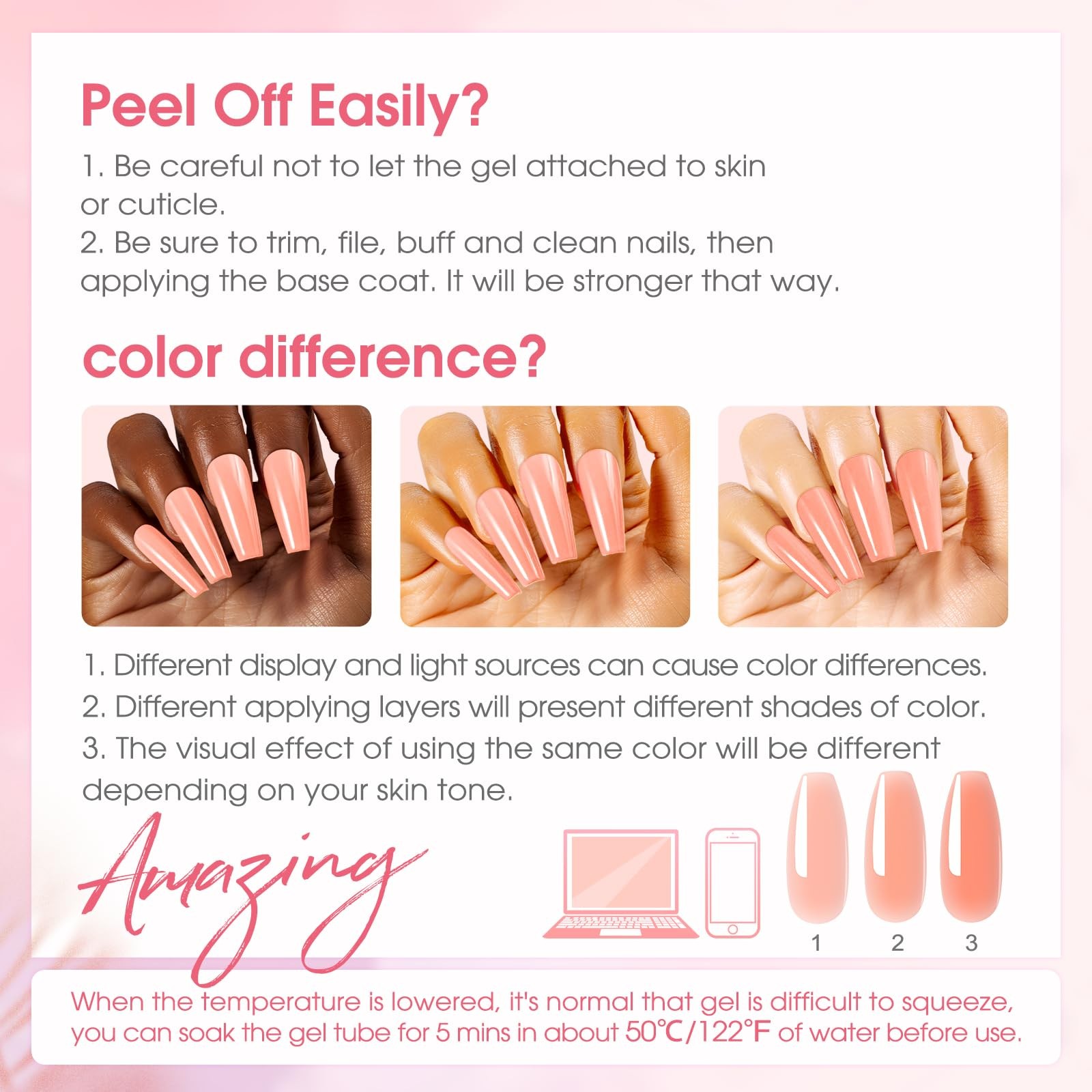 ROSALIND Poly Nail Gel Kit -34 Colors + White Brown Accessories Clear Nude Po…