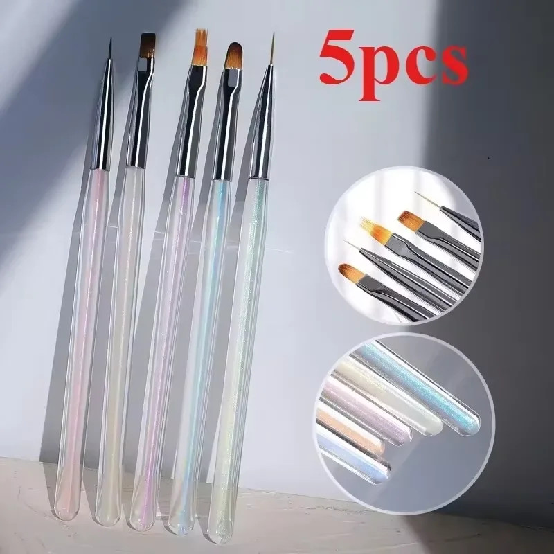 Nail Art Liner Brushes Set 6/9/12/15/18/25mm Fine Striping Drawing