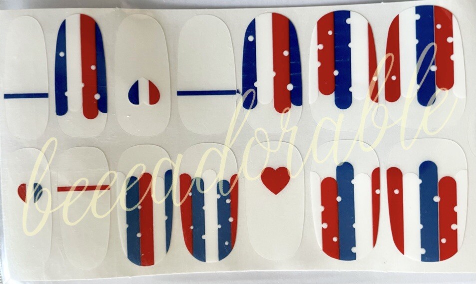 Red White Blue Nail Art Polish Wrap Strip Stickers 🇺🇸 US SELLER