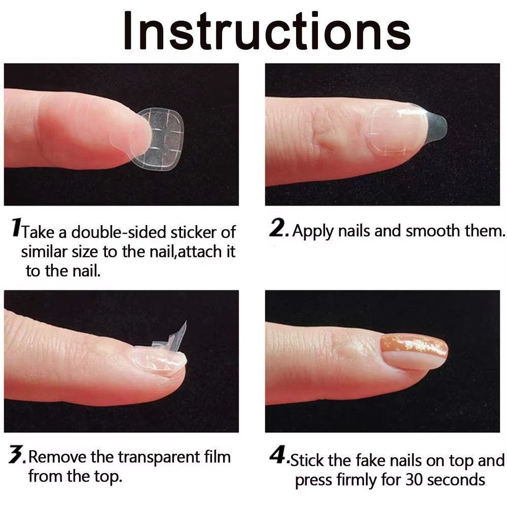 Double Sided Nail Adhesive Tabs Clear Glue Stickers for Press On Nails Reusable*