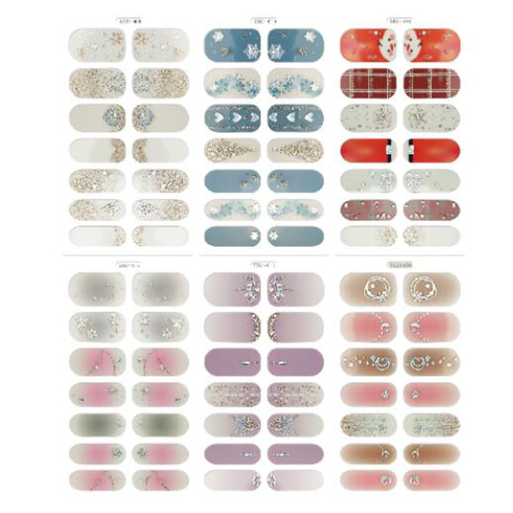 14 Styles Nail Art Full Size Stickers Decals Fashion Self-Stick Decor Convenient