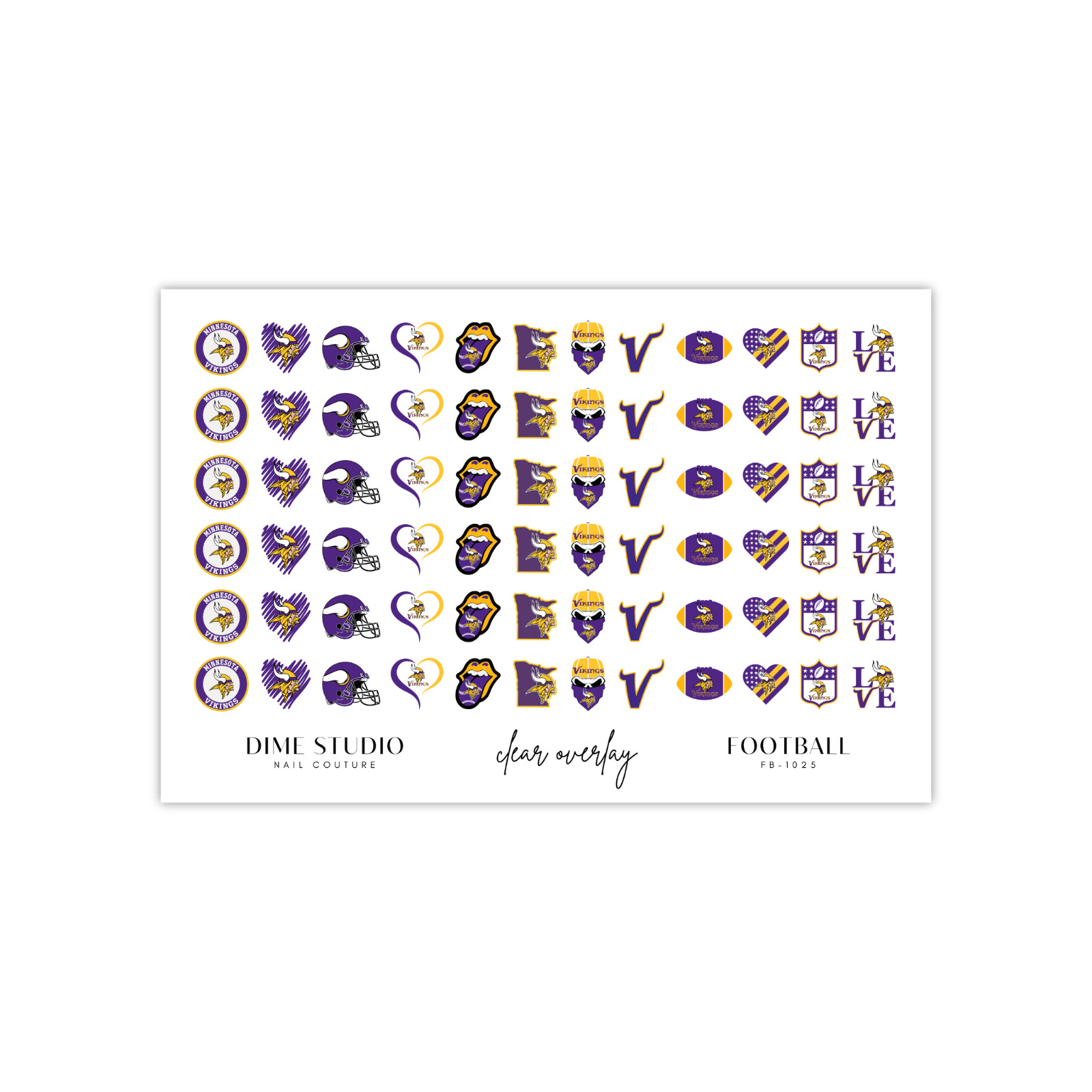 Minnesota Vikings Football Nail Decals Waterslide Clear Overlay Nail Art