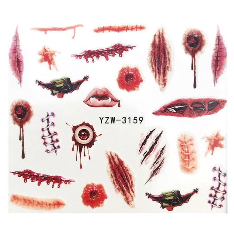 Stickers Nail Art Halloween Blood Hands Vampire Lips 3158 3159 Water Decals