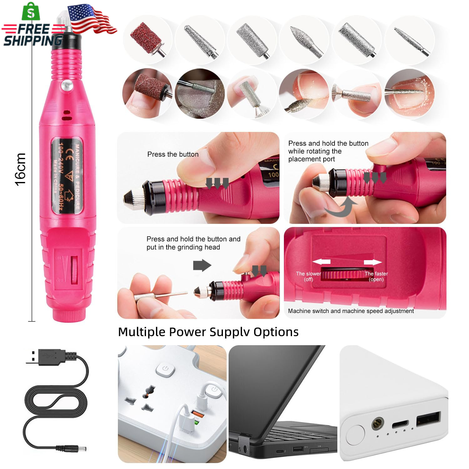 Acrylic Nail Kit with Drill and U V Light Full Nail Kit Set Professional Nail St