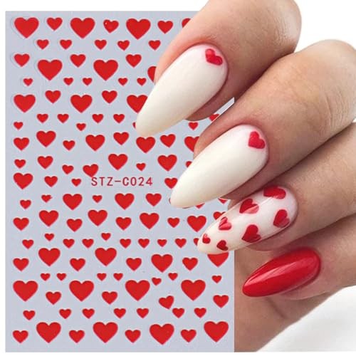 Heart Nail Stickers -Valentine’s Day Nail Art Supplies Heart Nail Decals for