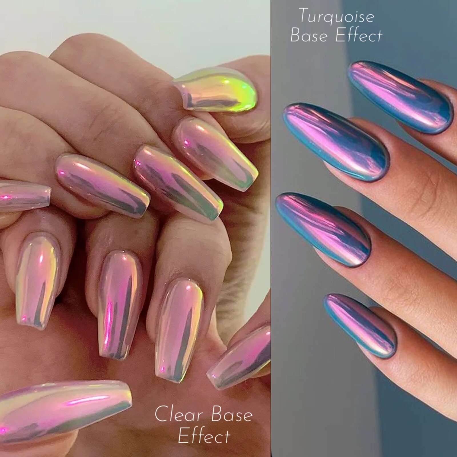 Aurora Nail Chrome Volcano Mermaid AB Mirror Glass Red Effect Rainbow Shimmer UK
