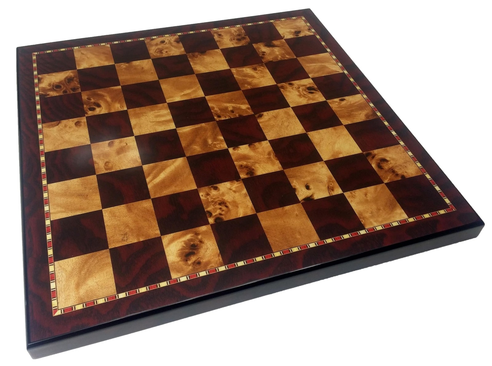 HPL 18″ High Gloss Cherry & Burlwood Color Chess Board x x 1″