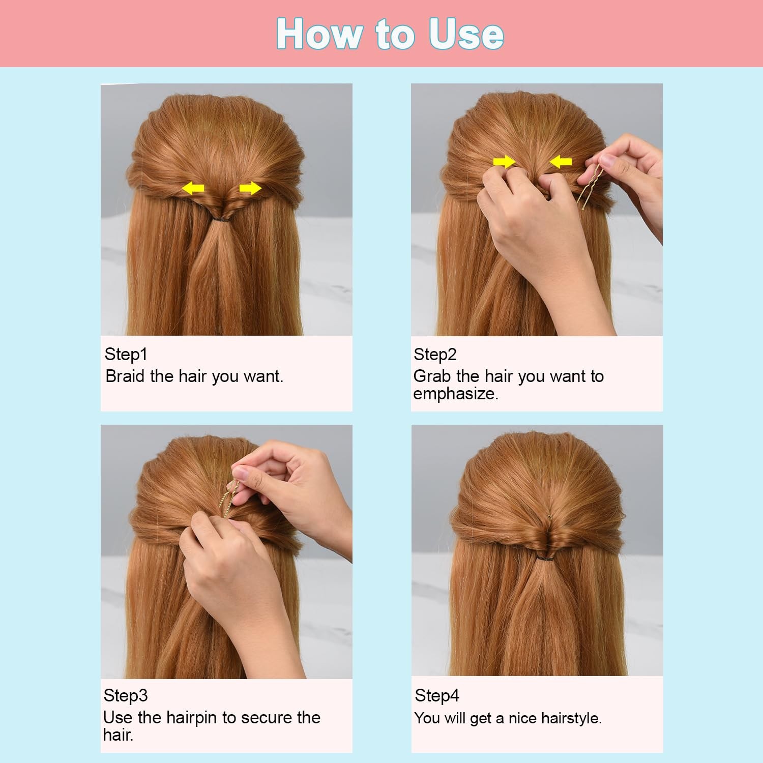 U Shaped Hair Pins,TsMADDTs 100 Pcs Blonde Bun Pins for Women A-Gold