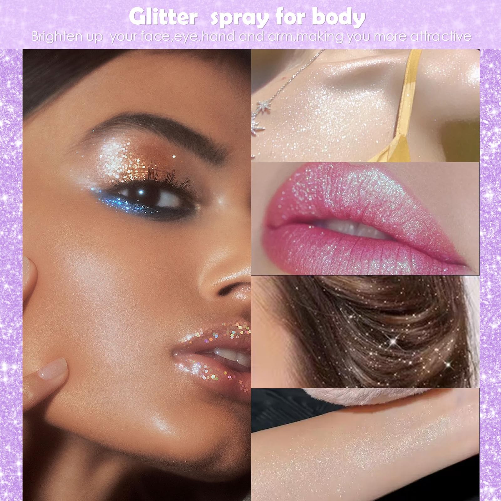 Yosca Body Glitter Spray, 30ML Loose Body Shimmer Powder Hair Spray Fine Glit…