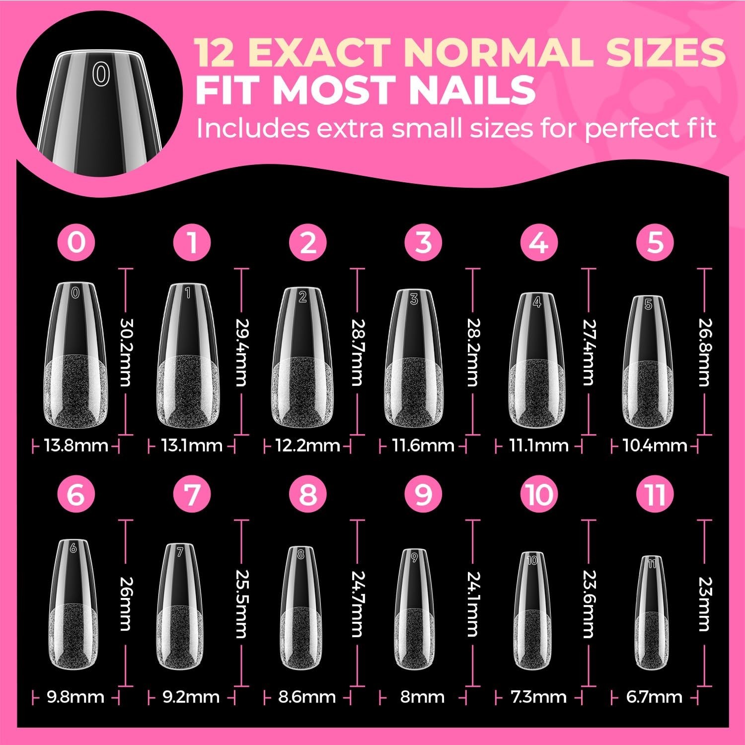 Long Coffin Nail Tips 504pcs Pre-Shape Half Matte Fake Nails | Full Cover Cle…