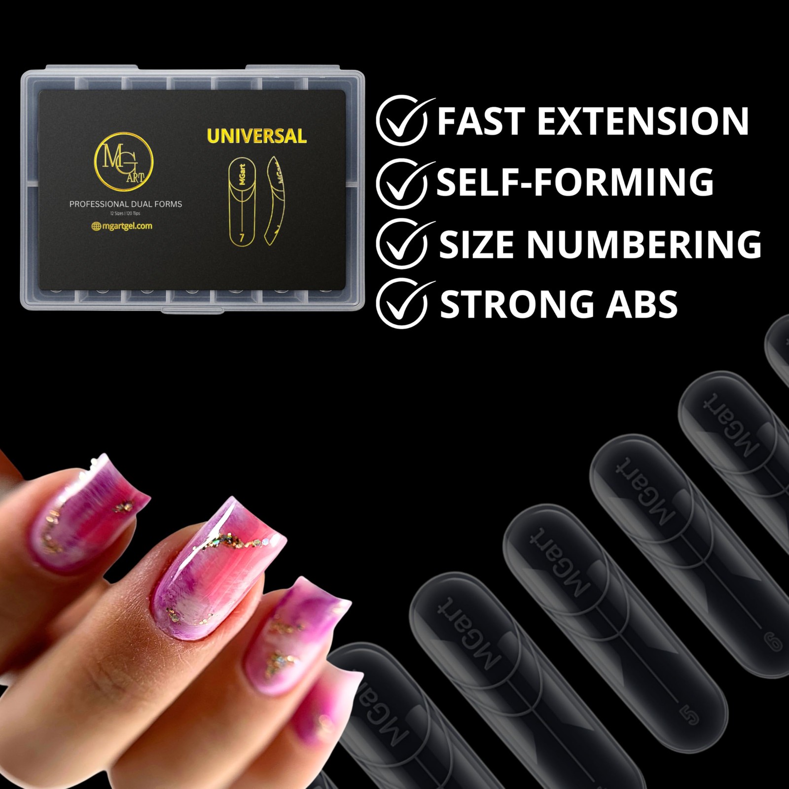 Dual Nail Forms UNIVERSAL SQUARE Extension Structure Poly nail gel Full Cover…