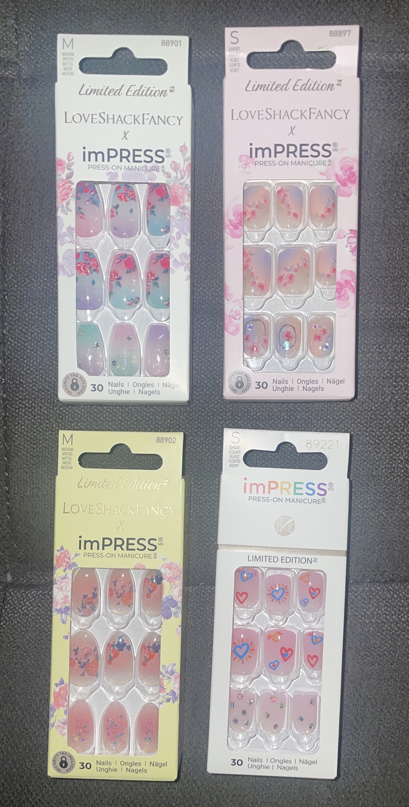 Kiss IMPRESS💅Lot Of 4 Boxes PRESS ON NAILS Limited Edition SUNKISSED PEACH&More