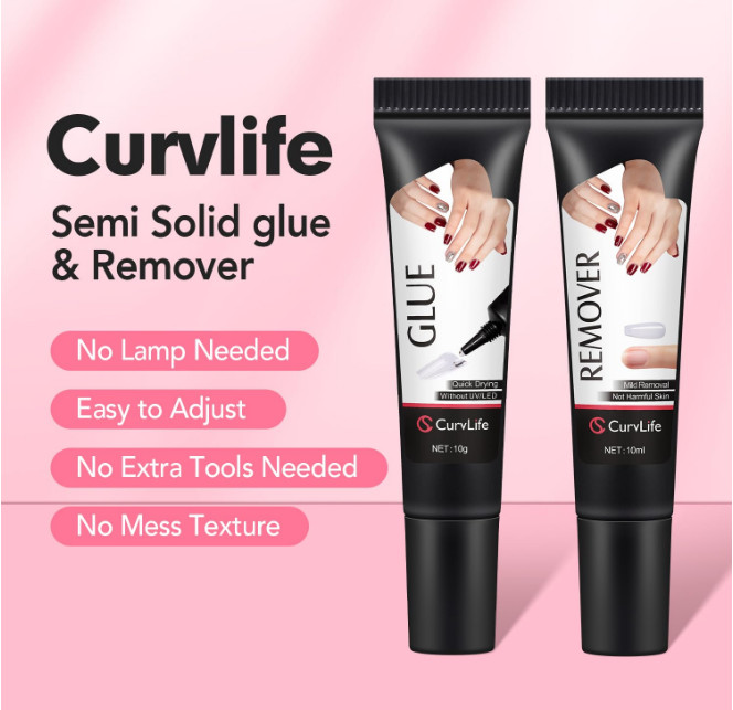 Newly Upgraded Quick Drying 10g Semi Solid Nail Glue with 10ml Remover for