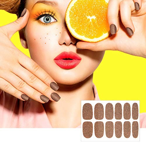 16 Sheets Glitter Nail Wraps Polish Strips Self Adhesive Shine Retro Color
