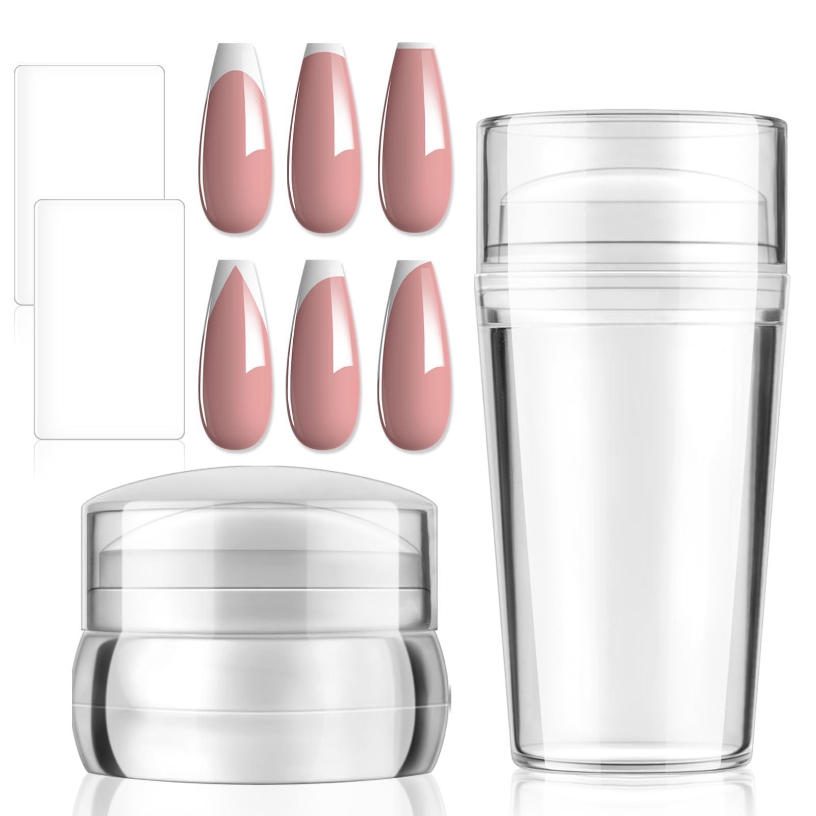 French Tip Tool- 4 Pcs Nail Stamper Kit Clear Silicone Nails Stamping Long & …