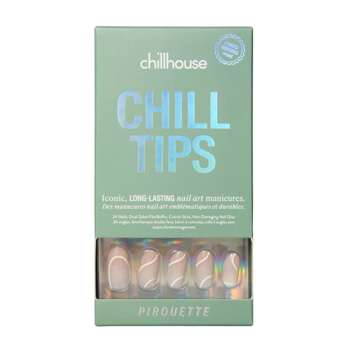 Chillhouse Chill Tips Fake Nails 24 Ct Pirouette Square Oval Light Tones NEW