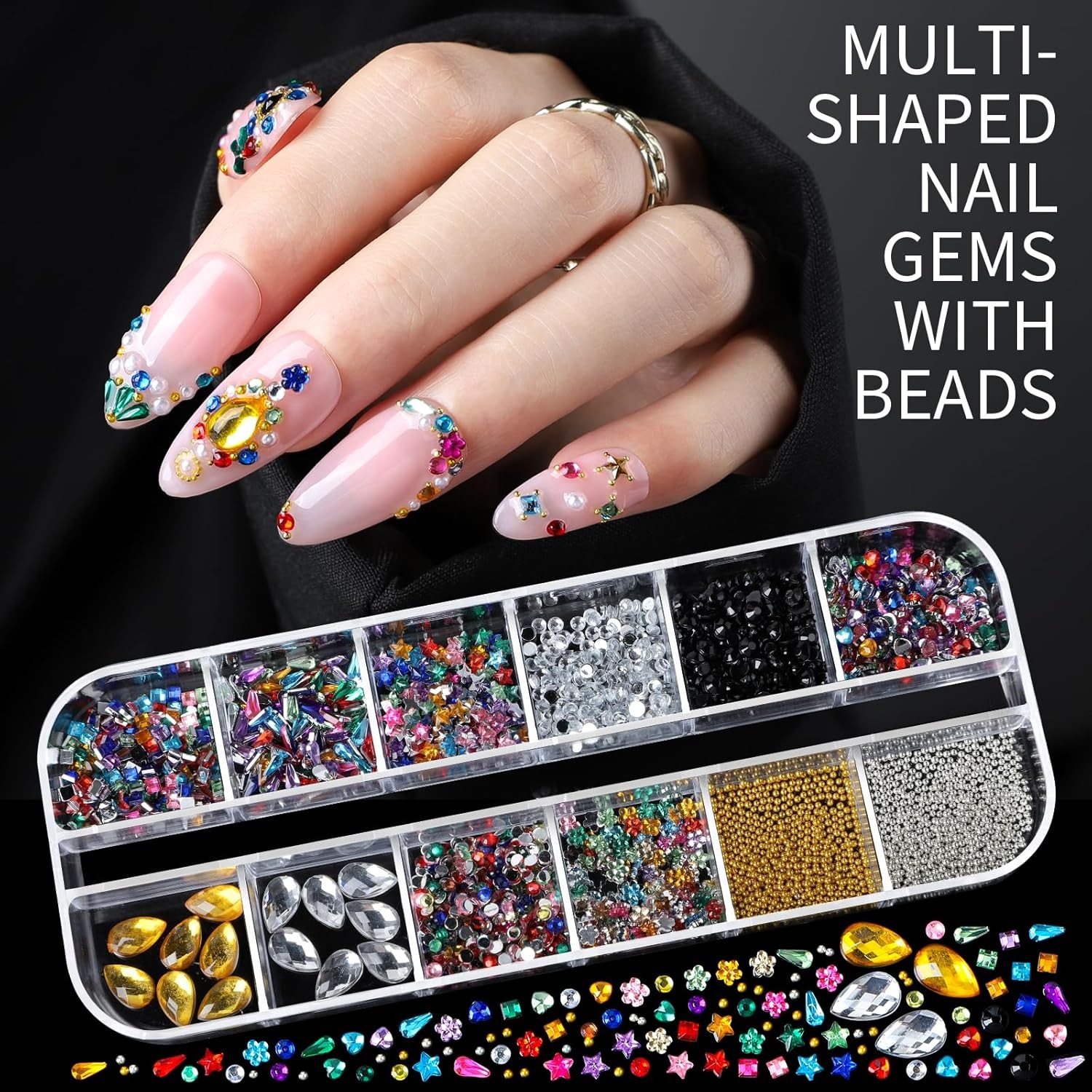 Teenitor Nail Art Kit: Charms, Gems, Stickers, Rhinestones, Pearls