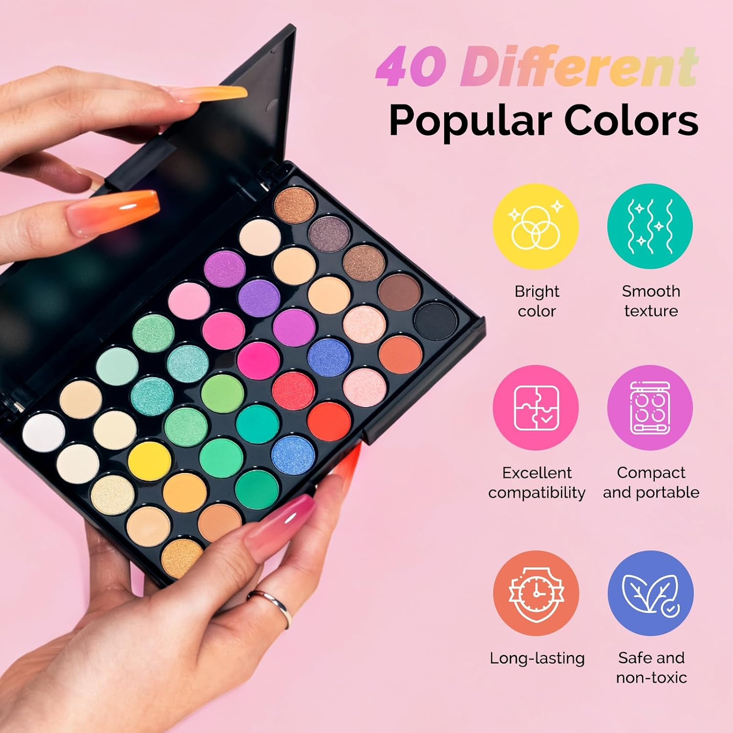 Melodysusie 40 Colors Nail Powder Pigment Kit – Long Lasting for Easy Gradient O