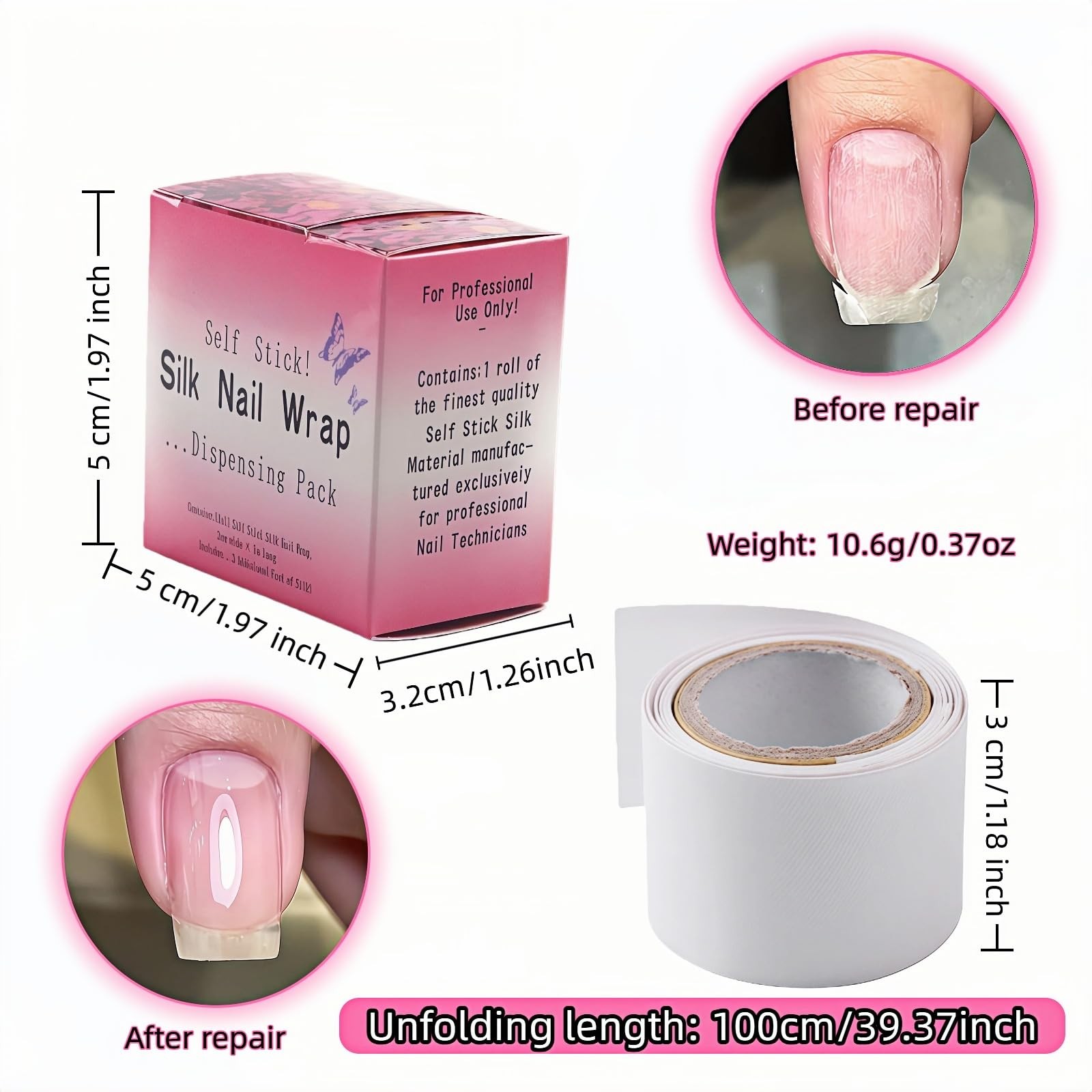 Nail Repair Tape, Self-Adhesive Silk Tape | Instant White