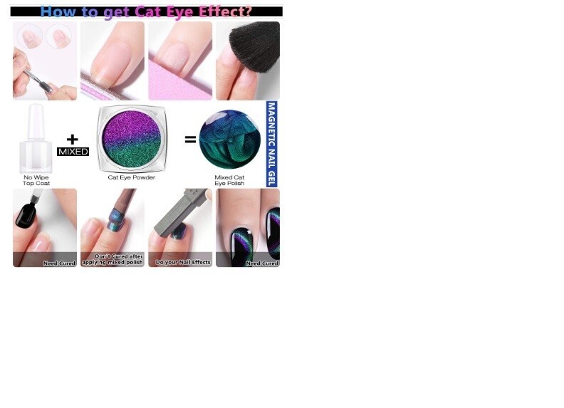 Cat Eye Chrome Nail Powder and Nail adhesive