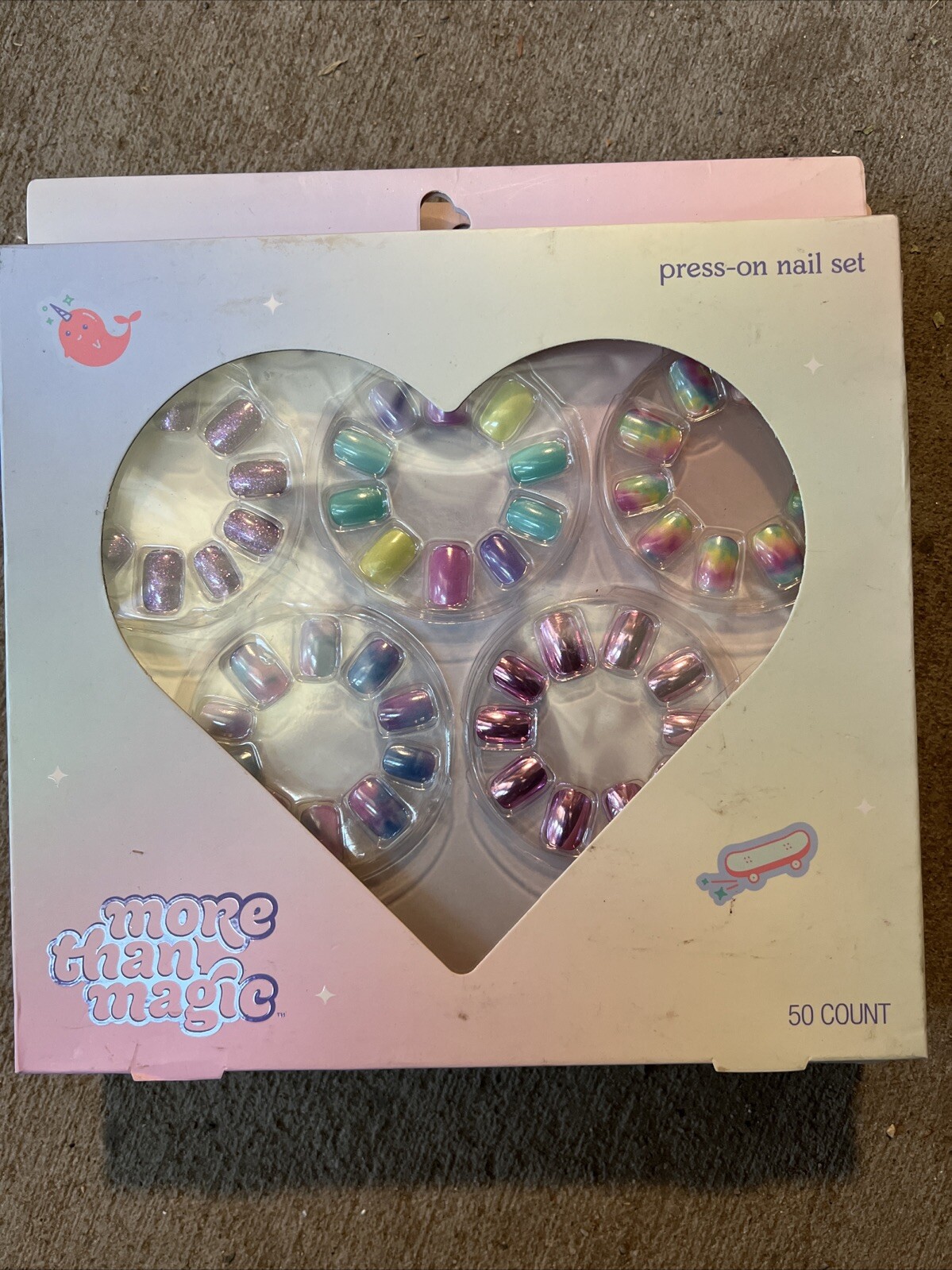 More Than Magic Press-On Nail Set feat Sparkly Glitter & Printed Design – 50ct