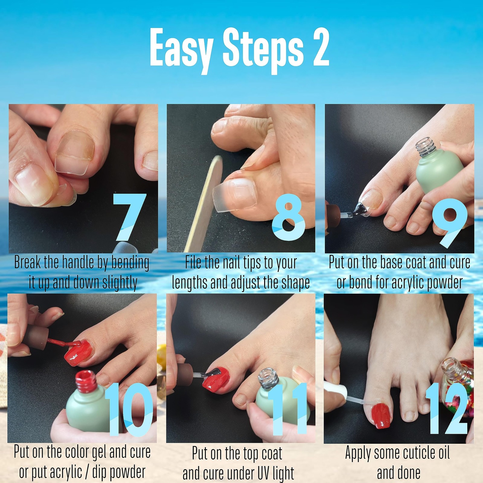 120 pcs Long Toe Nail Tips Press on, Long Toe Full Cover Clear Small Box