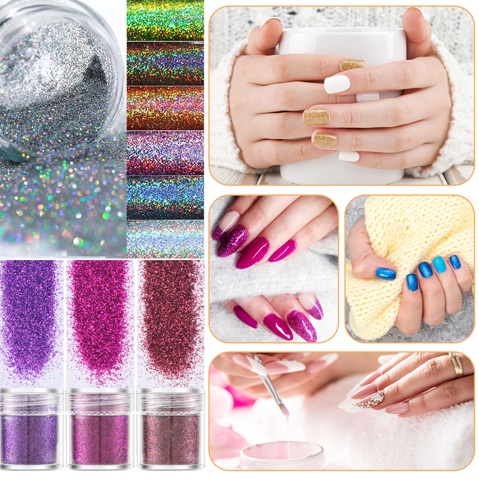 Acrylic Nail Kit Acrylic Powder Glitter Nail Art Manicure Tool Tip Brush Set